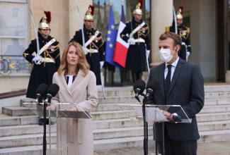 Kaja Kallase kohtumine Prantsuse president Emmanuel Macroniga Pariisis 24. novembril 2021